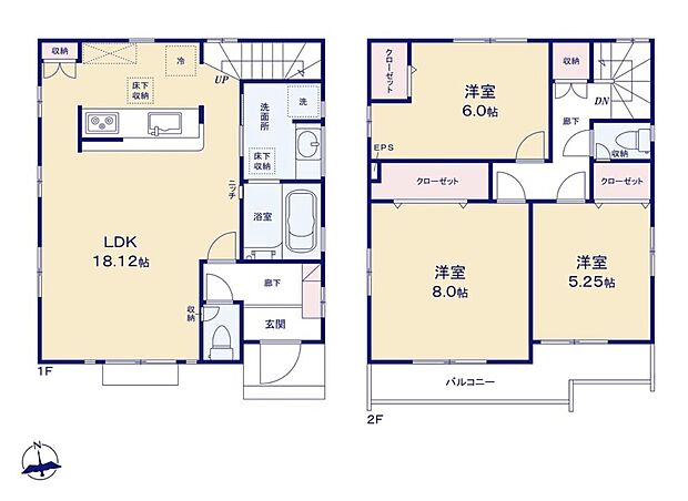 【3LDK】キッチンスペースは回遊できる間取り♪食事の準備・片付けもスムーズに行えそうですね◎
主寝室はひろびろ8帖!たっぷり収納できるクローゼット付き!
奥行きのあるワイドバルコニーも魅力のお住まいです♪