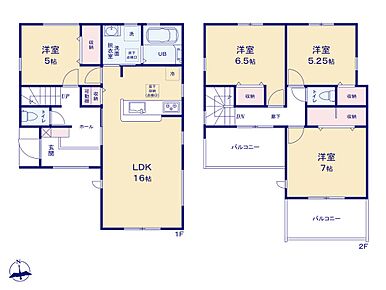 バタバタしがちな朝も並んで靴を履ける余裕のある広さの玄関◎
1階の居室は、テレワークや客間にもオススメです！
廊下から直接バルコニーへ出入りできる間取りで洗濯家事もスムーズに行えます♪ 