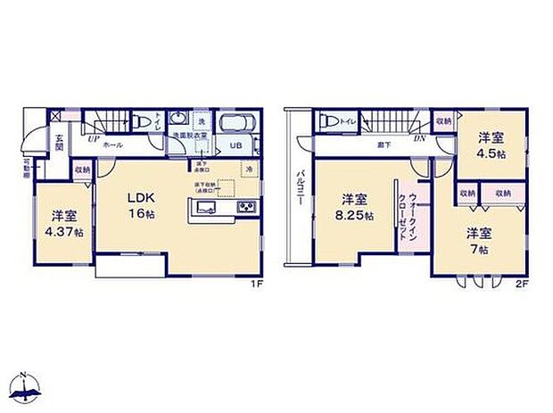 【4LDK】収納力の高いWIC!衣類から大きなキャリーケースまですっきり片付きます♪
ホール直行のバルコニー!お部屋を通らずらくらく洗濯物が干せます♪
お子様のプレイルームや客間としても使いが勝手な1階の居室♪