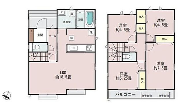 【4LDK】3面採光の明るいLDK☆
リビングは回遊できる間取りで移動もしやすい間取りとなっています◎
陽当たりの良いバルコニーは、洗濯物もたっぷり干すことができますね♪