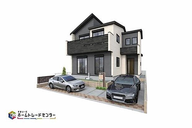 【完成予想図(外観)】一戸建ての大きなメリットは、「自分の土地」を自由に使えること。好きなペットが飼えるほか、ガーデニングやＤＩＹ、車やバイクの手入れなど様々な趣味を楽しめます♪