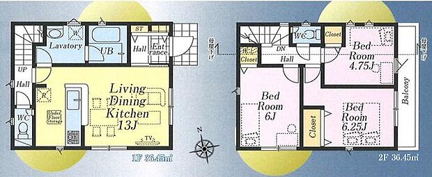 【3LDK】対面式キッチン、リビングスルー階段を採用したLDKは、ご家族が顔を合わせやすく日々のコミュニケーションが増える間取り♪
水周り集中設計で家事動線がスムーズです♪全居室収納完備！