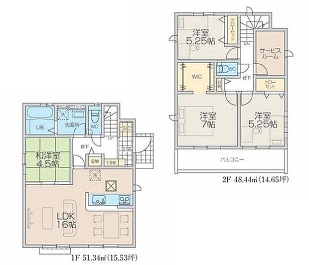 【4LDK+S】安らぎの「和室」を備えたプラン☆
お子様のお昼寝やプレイルームなど、適度な柔らかさのある和室は安心♪
「SIC」や「WIC」に加え「サービスルーム」もある収納豊富が嬉しいお住まい☆
