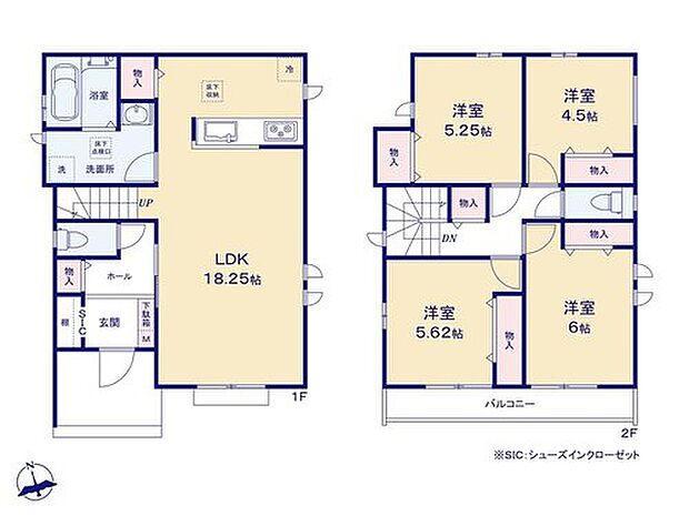 【4LDK】玄関には「SIC」、ホールには収納付きなので、帰宅時に散らかりがちな上着やカバンもスッキリ◎
キッチン近くにも収納があり、パントリーのように食料品の収納としても便利です！