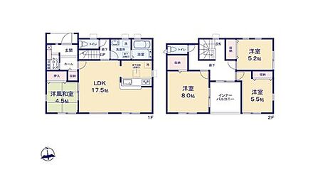 ◇来客用やお子様の遊び部屋としても利用できる和室付き♪
◇廊下収納やWIC、SIC完備でお部屋スッキリ！
◇急な雨でも安心！インナーバルコニー仕様♪ 