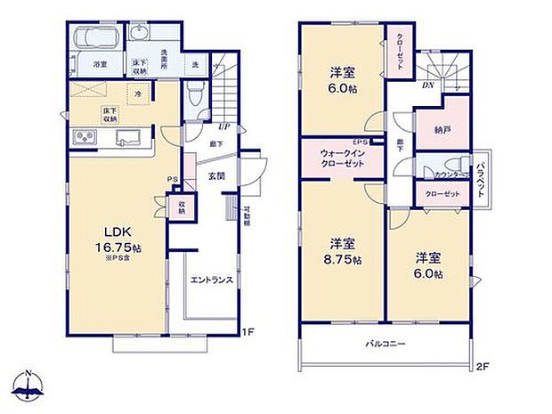 【4LDK（マルチエントランスを含む）+S】土間とLDKを一体化させた「マルチエントランス」採用のお住まい☆
空間が広くなり解放感タップリです！
2階居室は全室【6帖】越え☆
プライベートもゆったりお過ごしいただけます☆