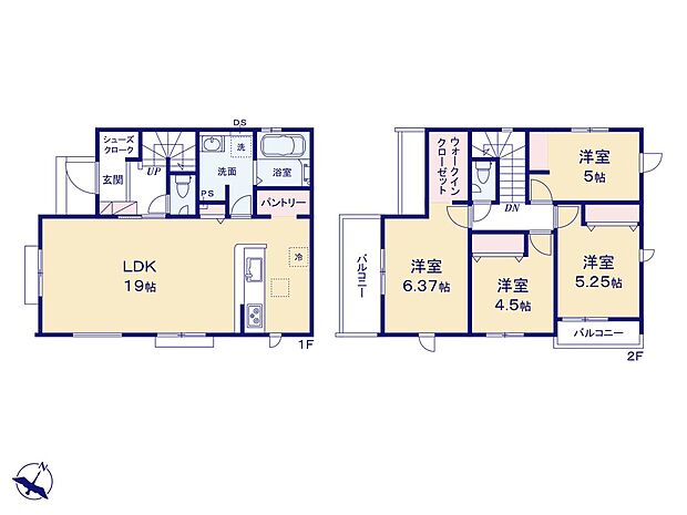 【4LDK】◇19帖の広々としたリビング!インテリアを考えるのも楽しみになりそう♪
◇SICやWIC、パントリー付きの収納豊富な間取り♪
◇2面バルコニーで通風・採光ともに良好!