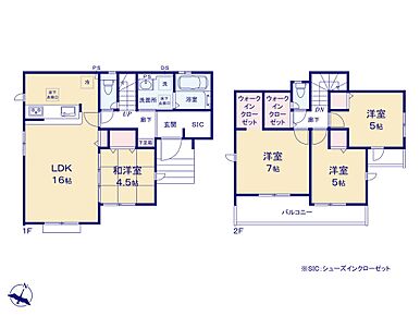 アウトドア用品もスッキリ収納出来る広いSIC付き☆
その他、WICも2か所設置♪
廊下から出入りできるWICには、家族の冬物のお洋服をまとめて収納するのもオススメです◎ 