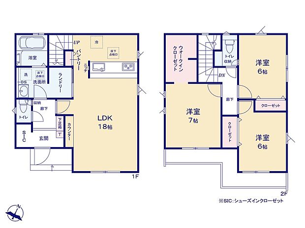 【3LDK】ランドリースペース付きで洗濯家事もスムーズに行えますね♪2WAY動線で水回りの移動もラクラク♪
主寝室には大型WIC付き!お洋服だけでなく、家電や思い出の品もスッキリ片付きます◎
