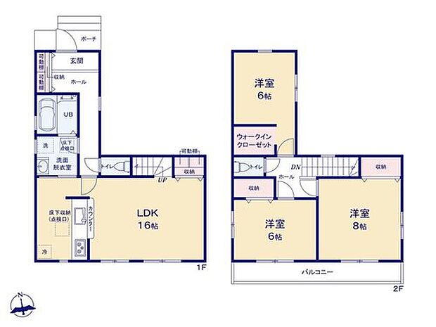 【3LDK】洗面室は2WAY動線で移動もスムーズ♪
リビング収納・WICが揃い、散らかりがちな場所もスッキリ片付きそうですね◎
日当たりの良いバルコニーは、洗濯物がよく乾きます♪♪