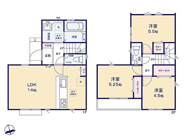 【3LDK】南に広く面したLDKは、日当たり良好です◎個室感のある居室は、ご家族それぞれゆったりとお寛ぎ頂けます♪全居室収納完備でお部屋のキレイも保てそうですね♪♪