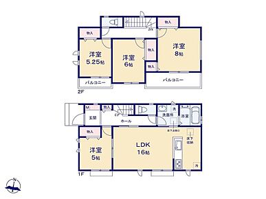 LDKに隣接する洋室まで見通せる対面式キッチンには嬉しい「食洗機」設置済み！食後のデザートをゆっくり楽しめますね♪2階洋室2室にバルコニー設置☆プライベートも充実です☆ 