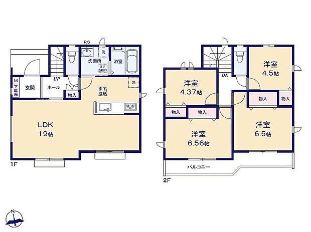 【4LDK】人気の対面式キッチンはLDKで過ごす家族の様子がわかり安心♪会話も楽しめます☆2部屋から出入り可能のバルコニーは洗濯動線もスムーズです。