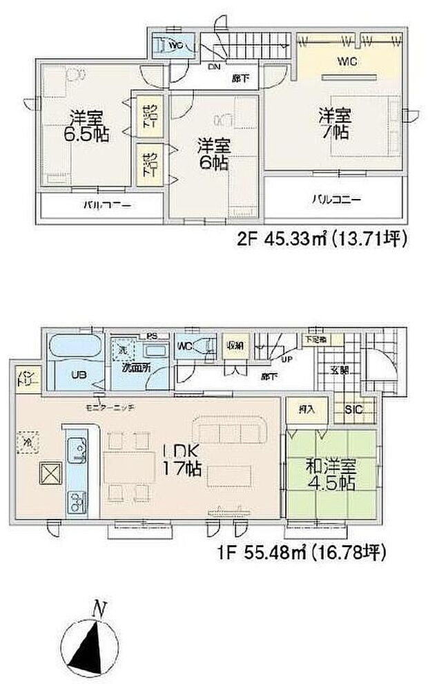【4LDK】対面式キッチンからはリビング全体が見渡せる間取り♪和室は、小さなお子様のお世話スペースにもピッタリ☆主寝室のWICはオープンタイプで回遊でき、お洋服選びもスムーズに出来そうですね♪