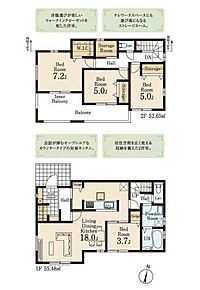 玄関にはあると嬉しい収納スペース付き♪LDKはひろびろ18帖♪キッチンとリビングは回遊できる間取りで移動もスムーズです♪WIC・納戸付きで収納スペースも余裕がありますね◎ 