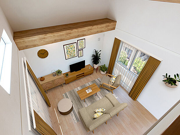 【施工例】全居室に収納付き。室内の壁には漆喰、フローリングには天然木を採用するなど暮らしにやさしく仕上げています。それぞれの家庭のそれぞれの生活スタイルに合った、快適で楽しい暮らしを叶えます