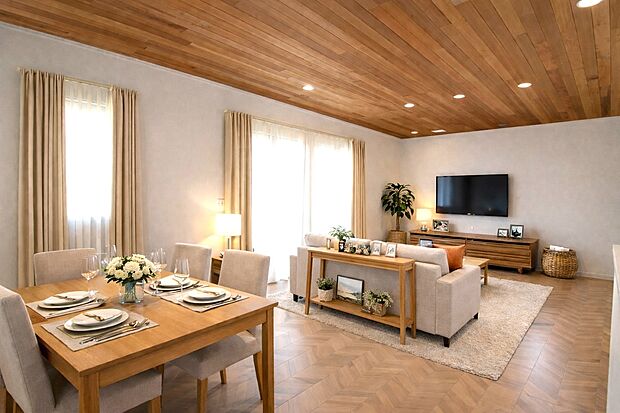 家族の団らんを大切に考えた、ゆとりあるリビング。心地よさと品の良さが、暮らしを支えます。