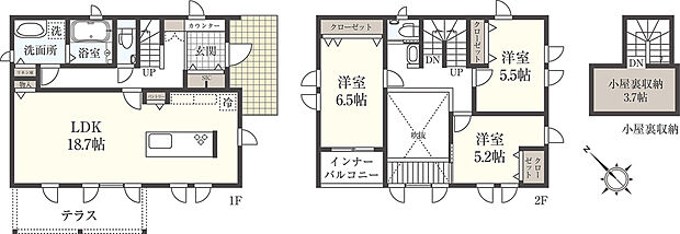 5499万円、3LDK、土地面積165.32m2、建物面積99.77m2 全居室陽当たり良好な使いやすい間取