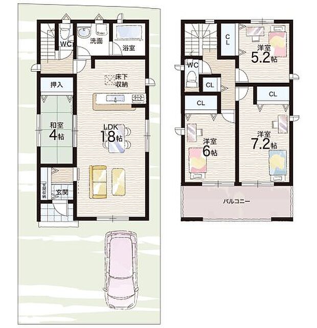 【4LDK+S(納戸)】○長尾小学校・・・徒歩27分 ○長尾中学校・・・徒歩24分