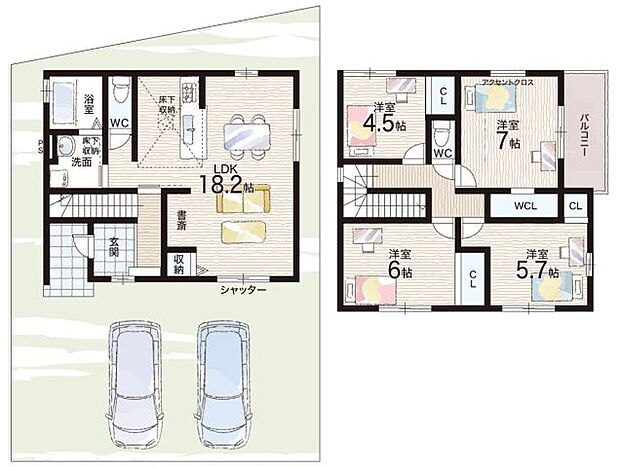 【4LDK】○山田小学校・・・徒歩20分 ○松原中学校・・・徒歩18分