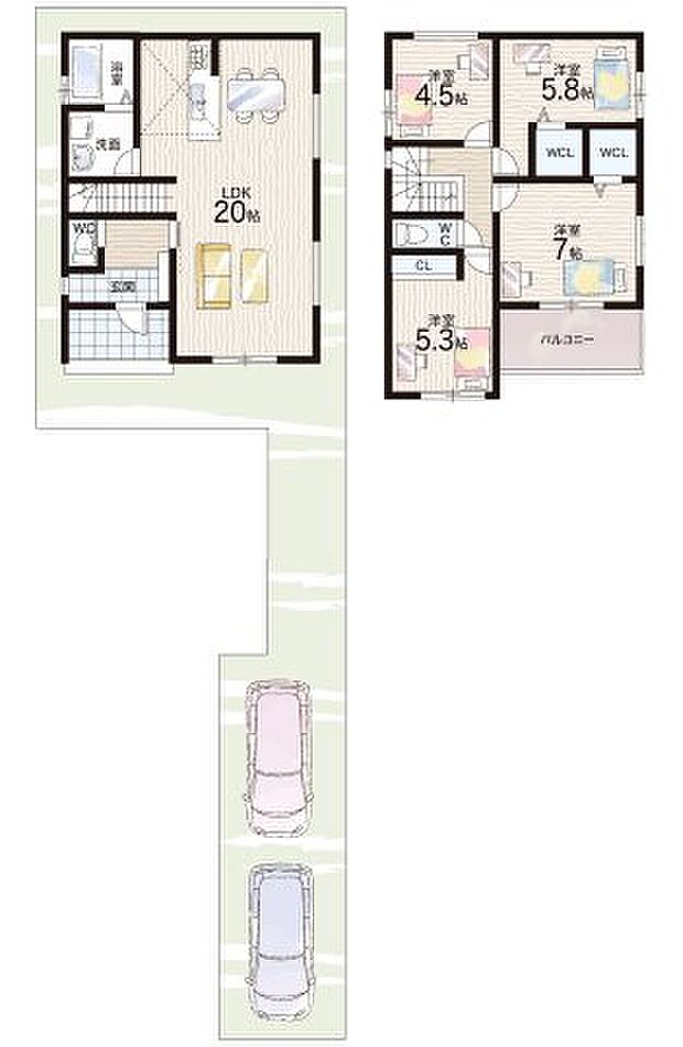 【4LDK】○錦小学校・・・徒歩6分 ○殿馬場中学校・・・徒歩9分