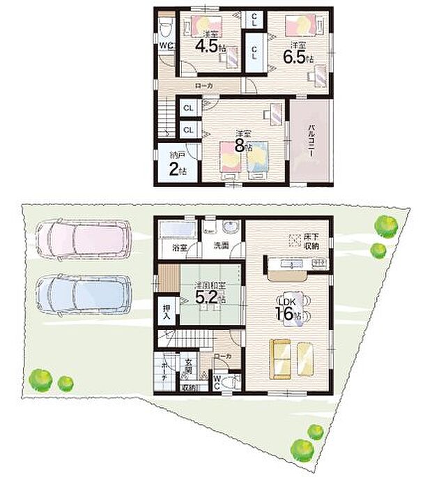 【4LDK+S(納戸)】○下荘小学校・・・徒8分 ○貝掛中学校・・・徒歩18分
