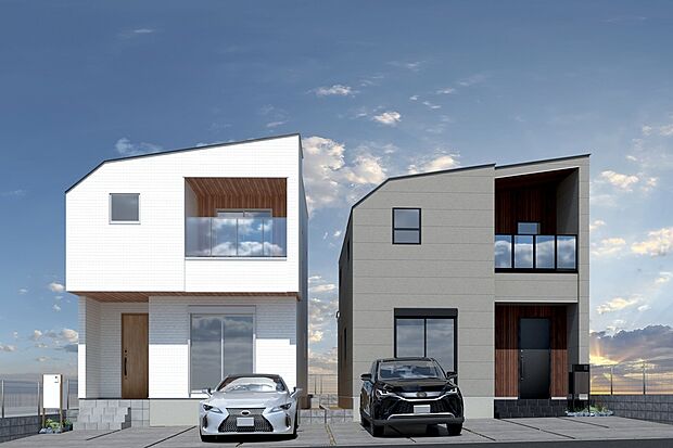 CGイメージパース/（右から）1号地、2号地外観パース（建物未完成のためイメージパースです）