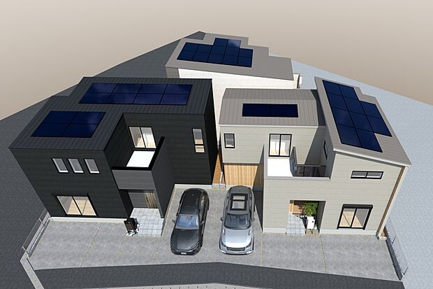 【CGイメージパース/上から時計回りに）3・1・2号地パース】（建物未完成のためイメージパースです）