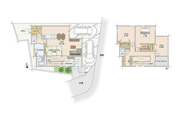 【3LDK】建物面積にはインナーバルコニー4.33m2を含む。