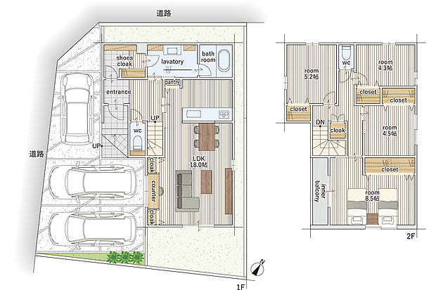 【4LDK】建物面積にはインナーバルコニー3.31m2を含む。