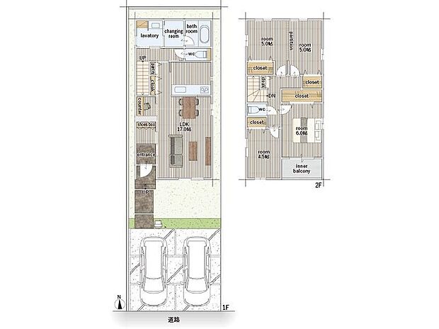 【3LDK】建物面積にはインナーバルコニー3.72m2を含む。