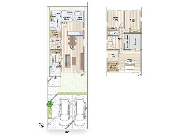 【3LDK+S】建物面積にはインナーバルコニー2.48m2を含む。