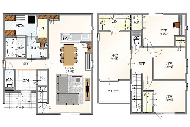 【2号地プラン】建物価格1850万円、建物面積110.56m2