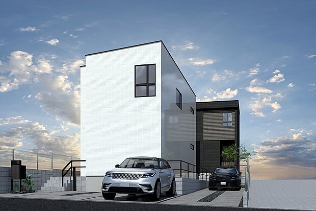 【連棟外観イメージパース(奥側より1号地、2号地)】
東山線「本郷」駅 自転車10分。小中学校 徒歩10分圏内で、何かと安心な環境です。長期優良住宅、ZEH。