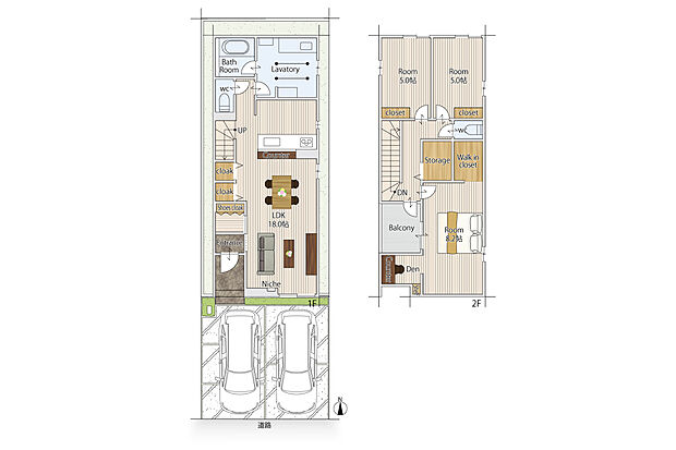【3SLDK】洗濯機を置き衣類を洗うだけでなく、洗濯物も干せるランドリールームを兼ねた広々洗面所!
2階には2ヶ所から行き来可能なバルコニーがあり外干しもらくらく