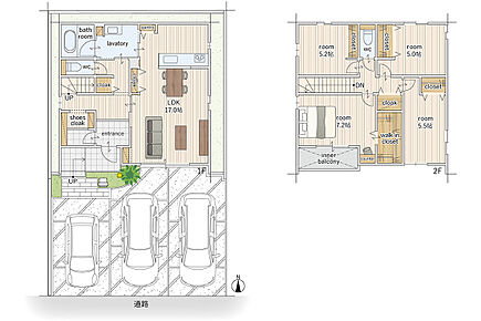 建物面積にはインナーバルコニー部分3.82ｍ2m2を含む 