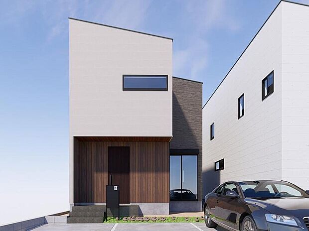 【完成予想図(外観)】【2号地外観パース】
LDK17.6帖+SIC+パントリー+洗面にカウンター+かんたくん対応+3帖収納。キッチン⇔洗面室⇔リビングを回遊できる間取りで、時短に貢献してくれる家事動線♪