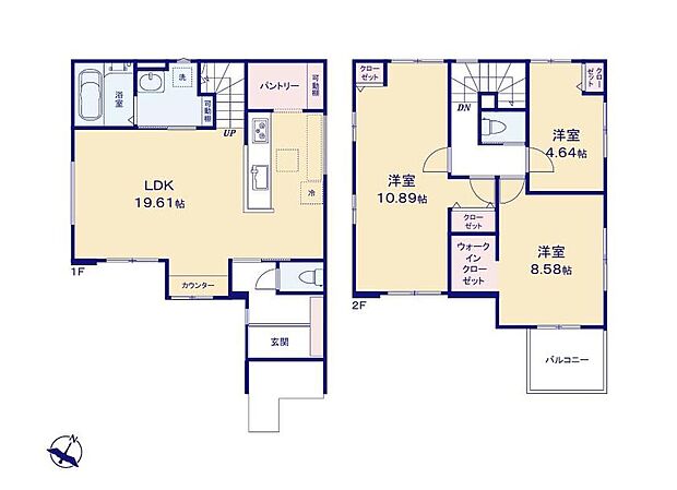 (1号棟)、価格5498万円、3LDK、土地面積108.46m2、建物面積97.82m2