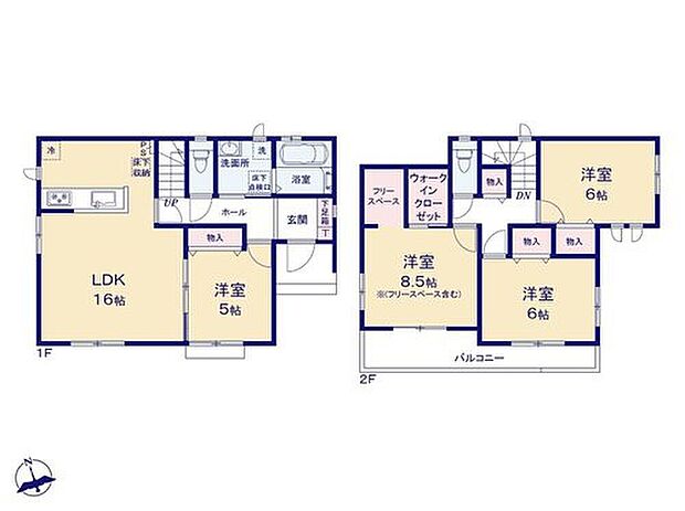 【4LDK】全居室南向きの明るいお住まいです☆大きな窓から陽光が差し込むリビングで寛ぎの時間を♪
対面式キッチンでご家族のコミュニケーションが増える間取りです♪主寝室には大容量のWIC付き◎
