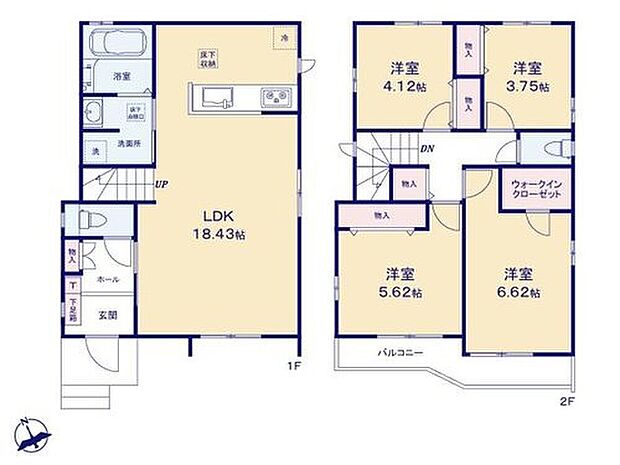 【4LDK】◇家族のコミュニケーションを重視した対面式キッチン・リビングイン階段プラン♪
◇2階に4部屋をまとめることで、ご家族それぞれのプライベート空間も保てますね♪
◇家事効率の良い水回り集中プラン♪
