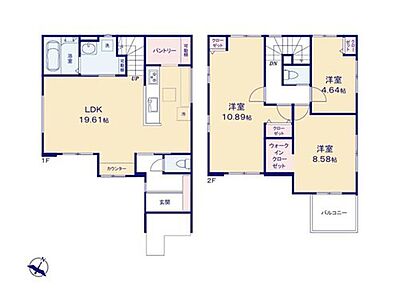 帰宅時・外出時の自然なコミュニケーションを育むリビングイン階段を採用。
仲良し家族の画が浮かびます♪
季節を問わずたっぷり収納ができるウォークインクローゼット、キッチンパントリーも完備！ 