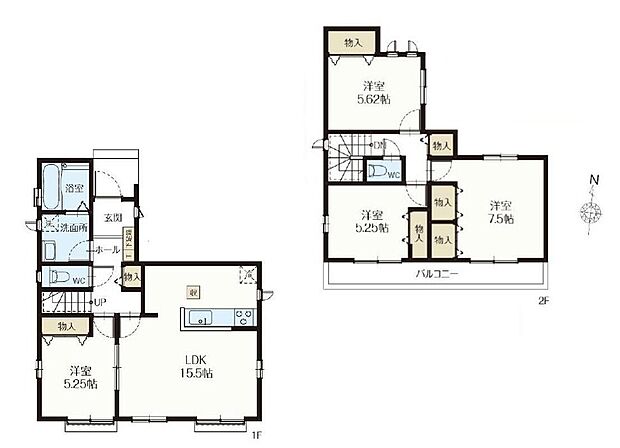 【4LDK】リビング隣には日当たり良好の洋室つきです。間仕切りを開ければリビングと繋がり開放感が出ます。
各居室や廊下など、室内各所に収納スペースが充実した住まい。
2部屋から行き来できるバルコニーはとても便利♪