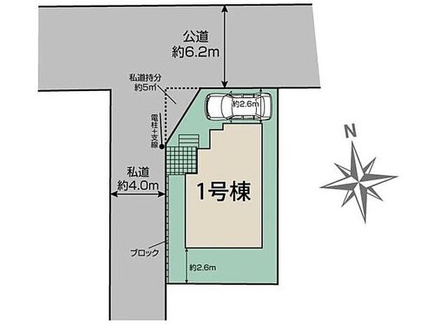 【全体区画図】◎隣家と一定の距離を確保した新築一戸建て！
◎不在時にも安心♪宅配BOX付♪
◎陽当たり・風通しの良い角地物件♪