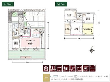 LDKは約19.1帖。花壇を設けた南庭に面しています。約7.3帖のルーフバルコニーは、テーブルやチェアを置いてくつろぎスペースとしても活用できるゆとりある空間。WIC、リネン庫、土間収納と豊富な収納も魅力のプランです。 