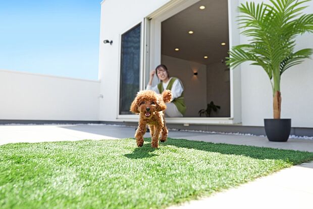【屋上庭園※施工例】お部屋がすぐ隣なのも、使いやすさの嬉しいポイント。周囲の視線を気にせず自宅で手軽にドックランも満喫できて愛犬も大満足。
