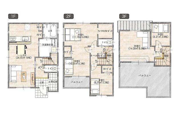 【参考プラン】建物プラン例B(SL)
建物価格5,090万円
※資材高騰により価格が変動する場合がございます。