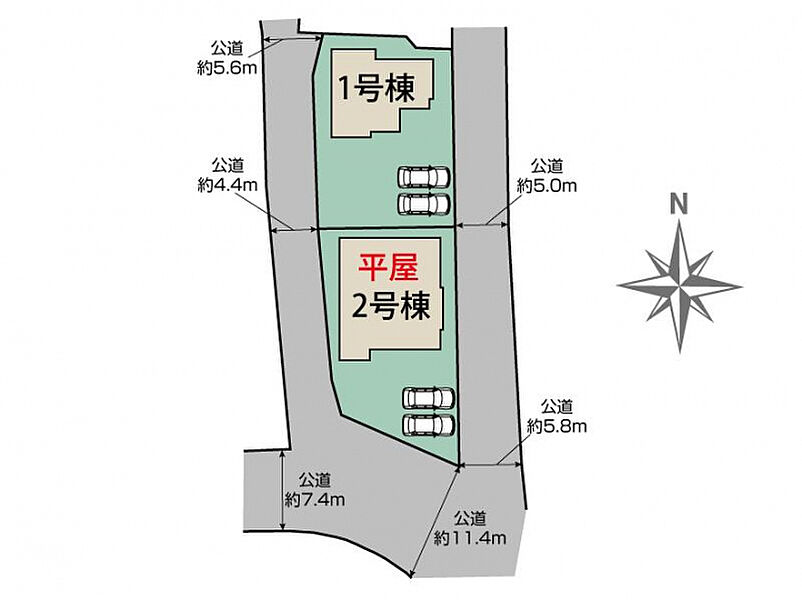 桐生市堤町1丁目2棟 区画図