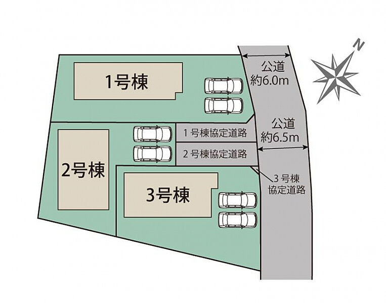 伊勢崎市茂呂南町3棟　区画図