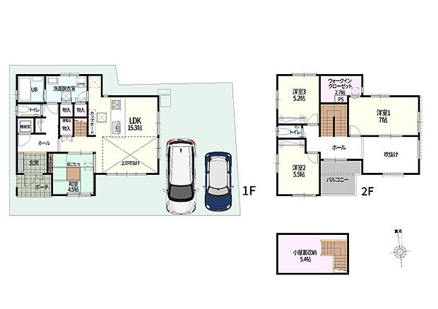 【4LDK＋小屋裏収納（固定階段付き）】W断熱／蓄電池7.4kW搭載／全館空調with air搭載