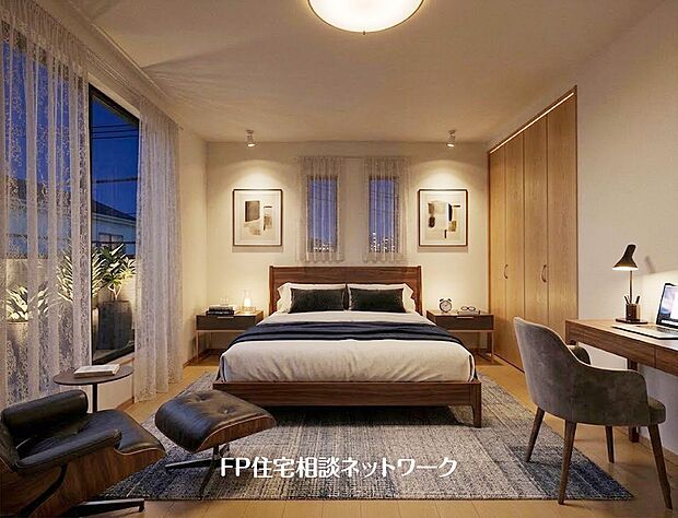 【洋室│7帖】 本画像はAIがCGで家具を作成しており、実際の現地に家具は設置されておりません。また、販売価格に家具等は含まれておりません。